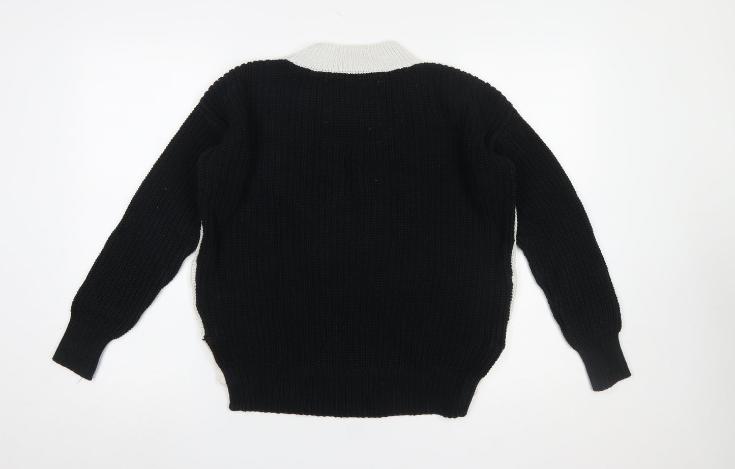 Superdry Women's Black White Cotton Knit Jumper XS Crew Neck