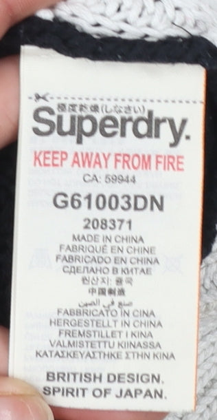 Superdry Women's Black White Cotton Knit Jumper XS Crew Neck