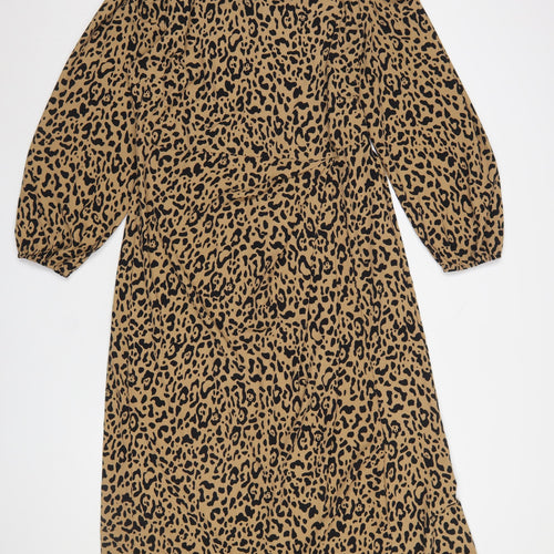 Primark Women's Brown Leopard Print Shift Dress Size 16