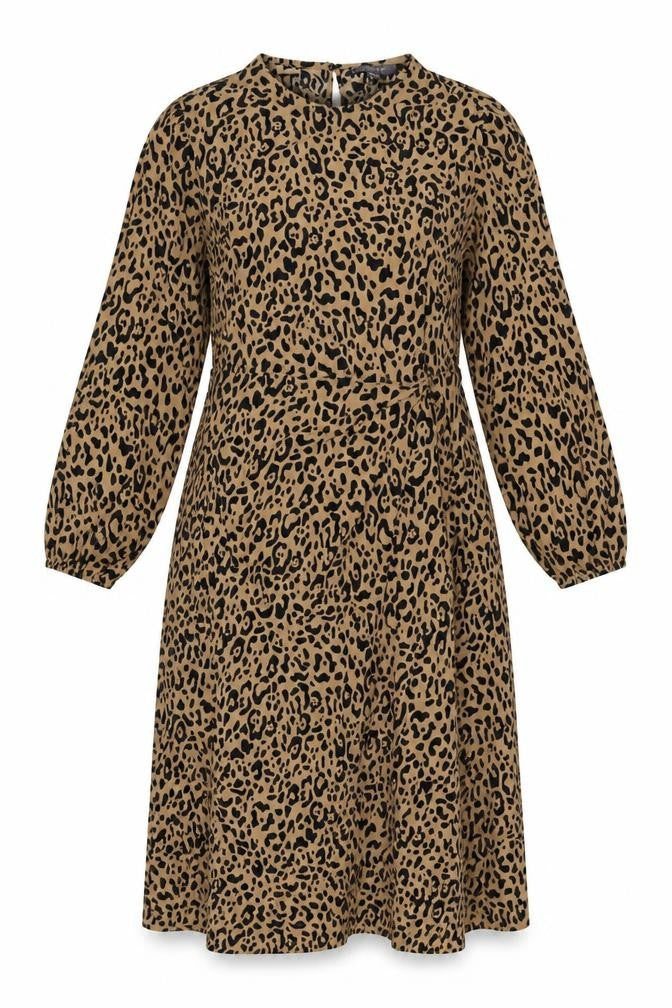 Front view of Primark Women's Brown Leopard Print Shift Dress, size 16
