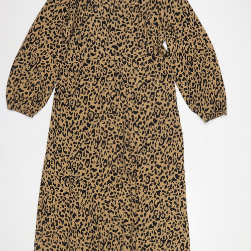 Primark Women's Brown Leopard Print Shift Dress Size 16