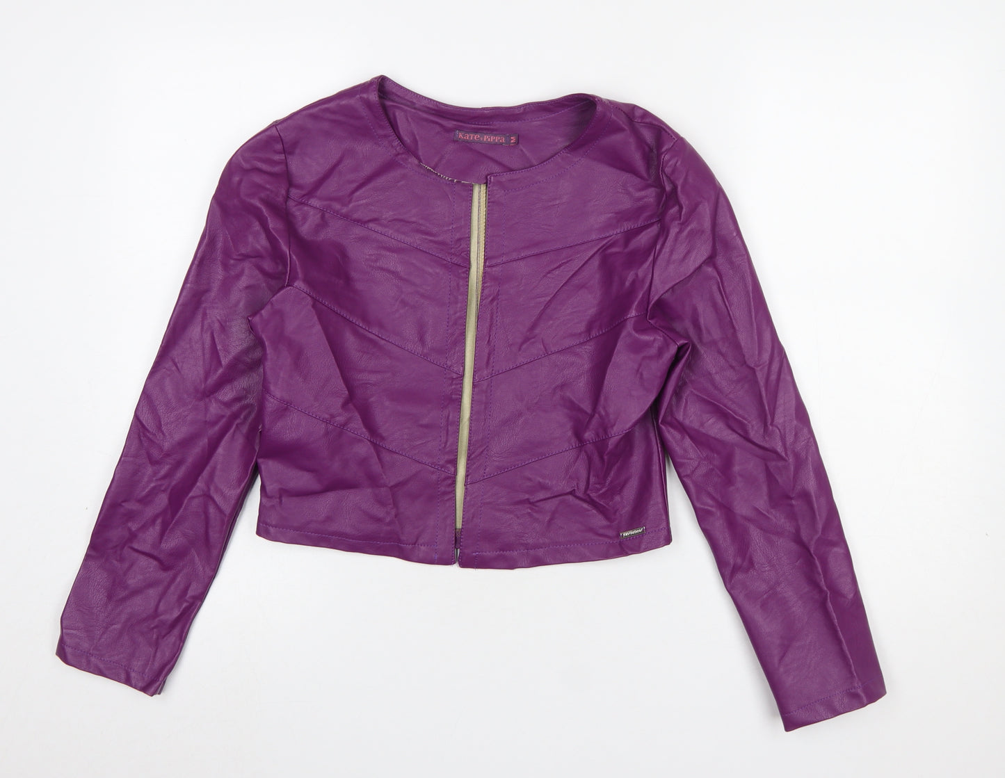 Kate & Pippa Women’s Purple Faux Leather Cropped Jacket M