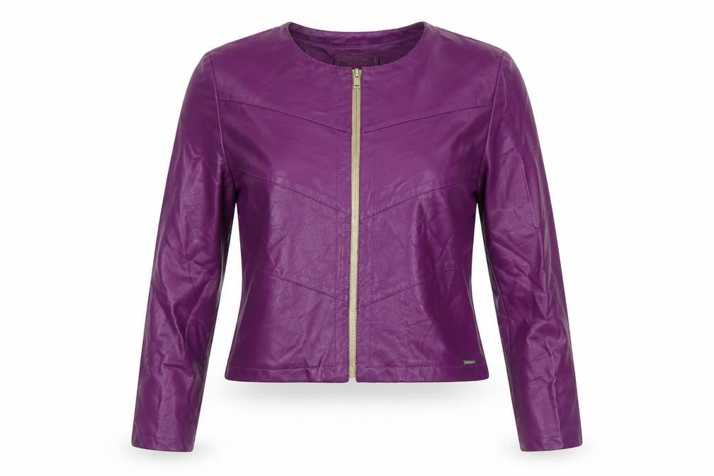 Kate & Pippa Women’s Purple Faux Leather Cropped Jacket M