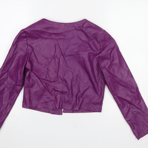 Kate & Pippa Women’s Purple Faux Leather Cropped Jacket M