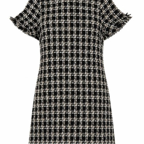 Primark Women Black Tweed Check Short Sleeve Shift Dress UK 14