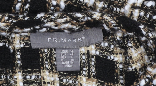 Primark Women Black Tweed Check Short Sleeve Shift Dress UK 14