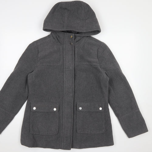 Atmosphere Women Grey Hooded Wool Blend Parka Coat Size 12