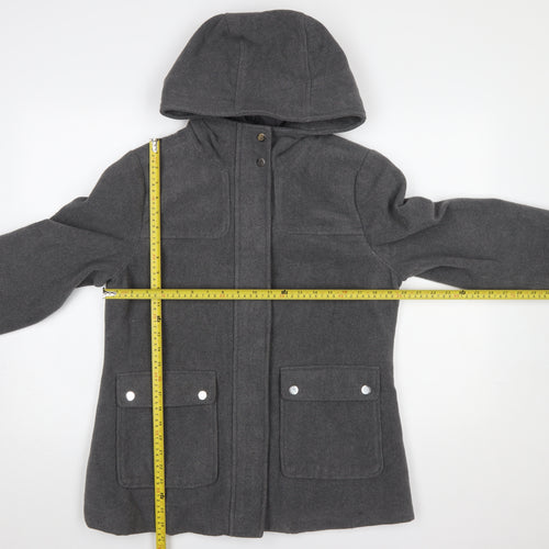 Atmosphere Women Grey Hooded Wool Blend Parka Coat Size 12
