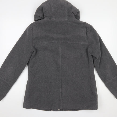 Atmosphere Women Grey Hooded Wool Blend Parka Coat Size 12