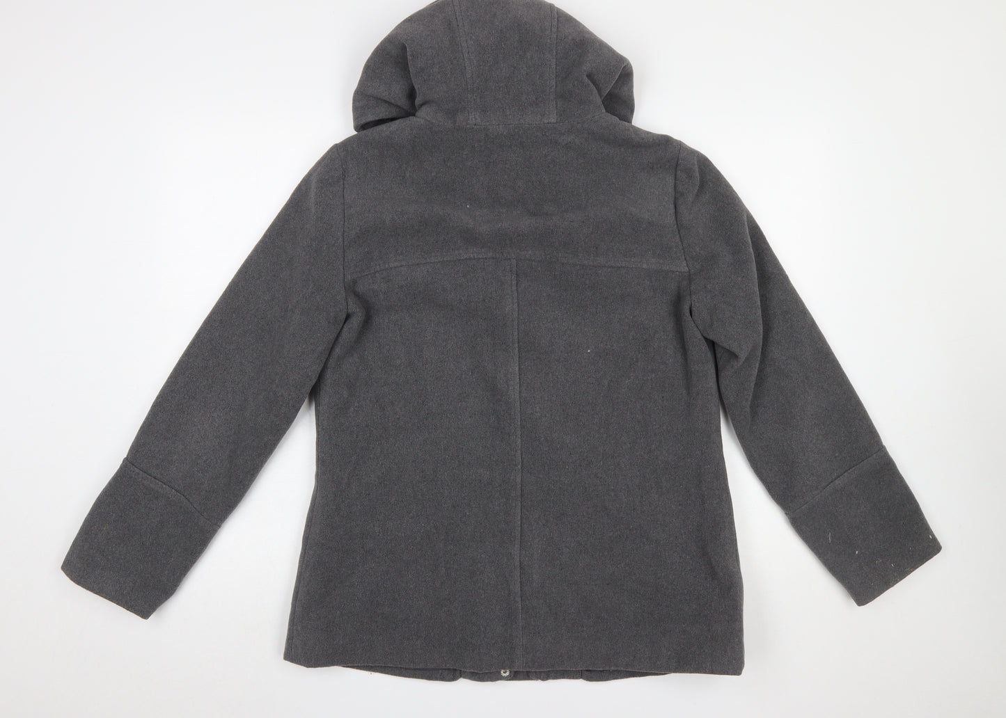 Atmosphere Women Grey Hooded Wool Blend Parka Coat Size 12