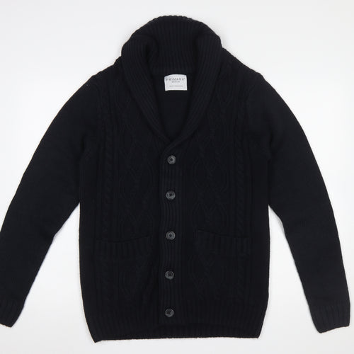 Primark Men's Black Medium Cable-Knit Shawl Collar Cardigan