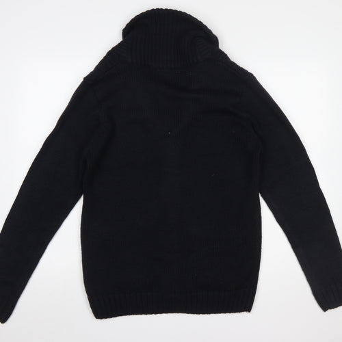 Primark Men's Black Medium Cable-Knit Shawl Collar Cardigan