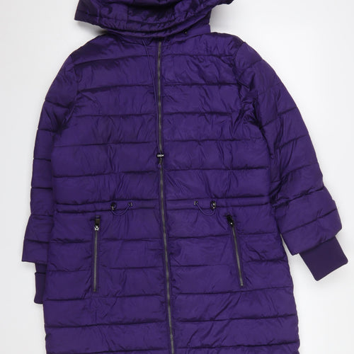 Gallery Women's Purple Long Hooded Puffer Coat Size 14