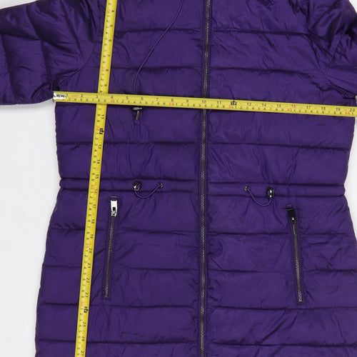 Gallery Women's Purple Long Hooded Puffer Coat Size 14