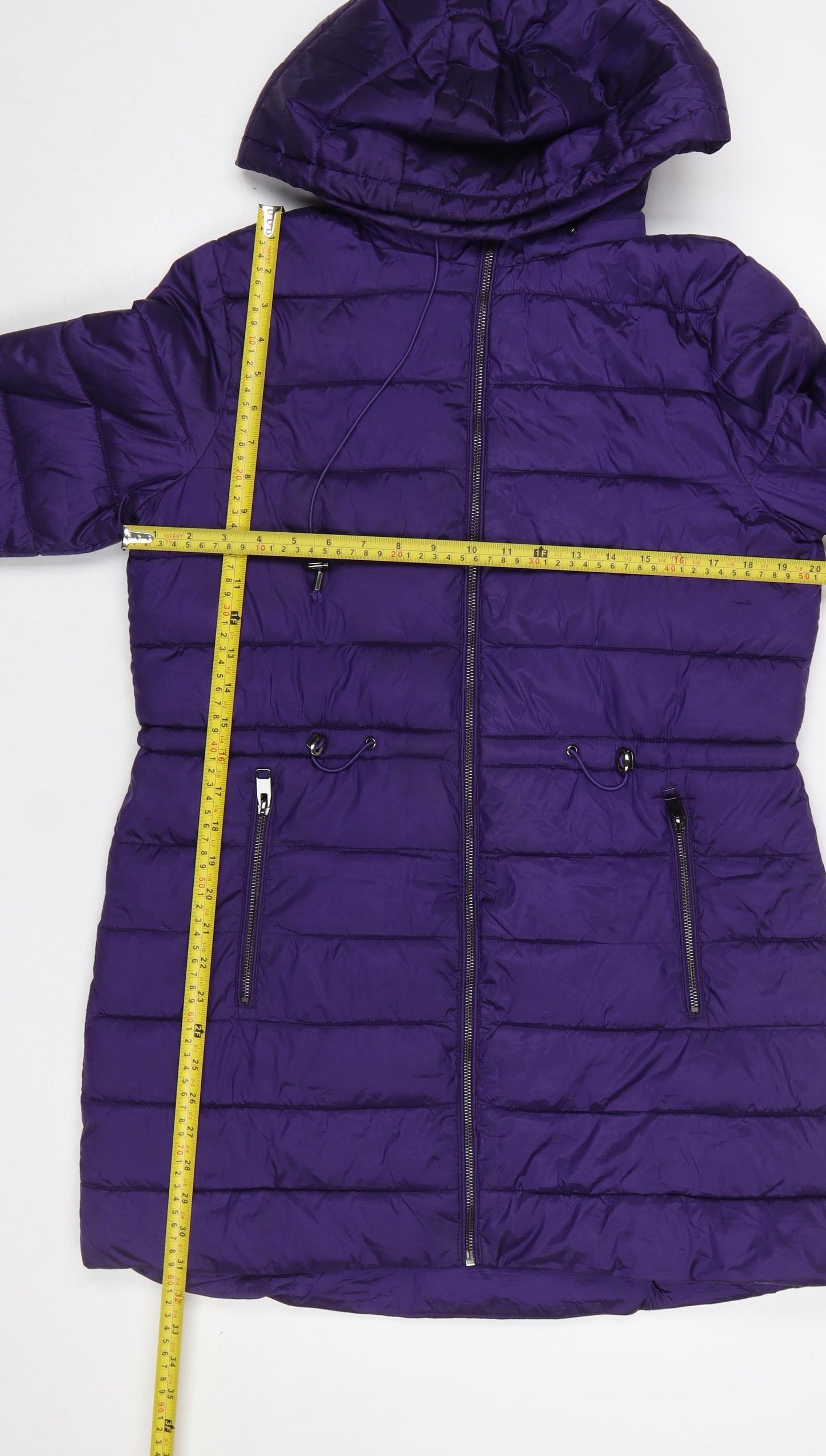 Gallery Women's Purple Long Hooded Puffer Coat Size 14