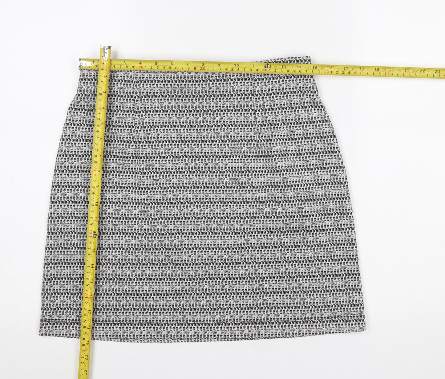 F&F Women’s Grey Tweed Pencil Skirt Size 12 Knee Length Workwear