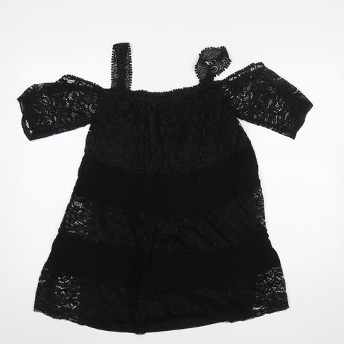 Topshop Women’s Black Lace Off Shoulder Blouse UK 8