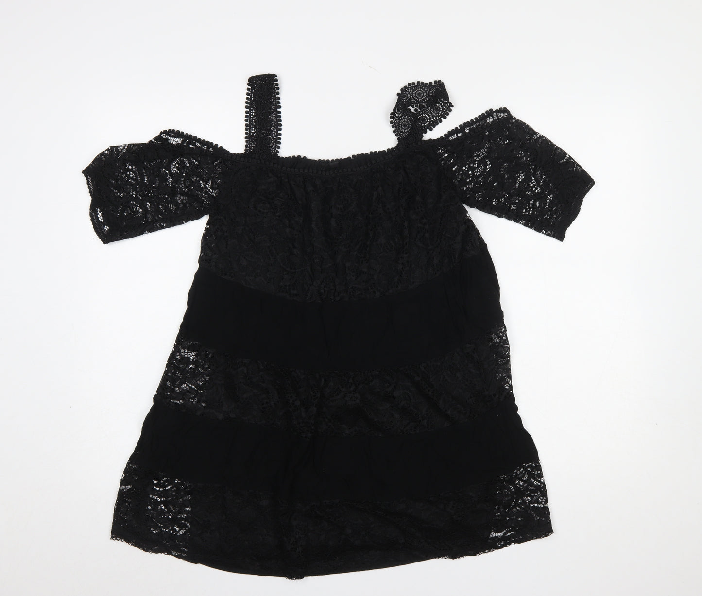 Topshop Women’s Black Lace Off Shoulder Blouse UK 8