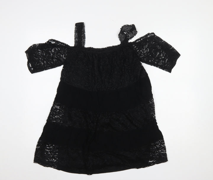 Topshop Women’s Black Lace Off Shoulder Blouse UK 8