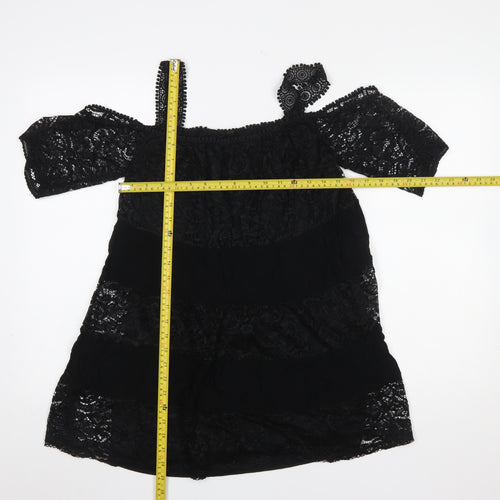 Topshop Women’s Black Lace Off Shoulder Blouse UK 8