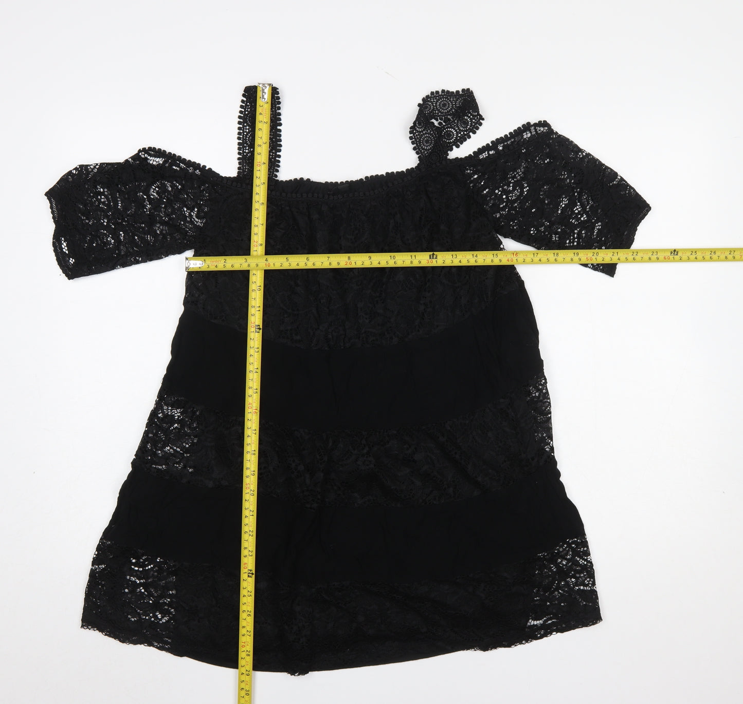 Topshop Women’s Black Lace Off Shoulder Blouse UK 8