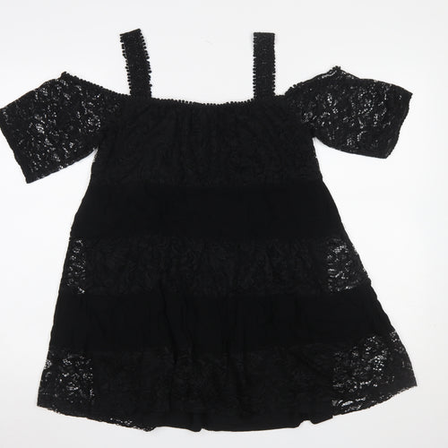 Topshop Women’s Black Lace Off Shoulder Blouse UK 8