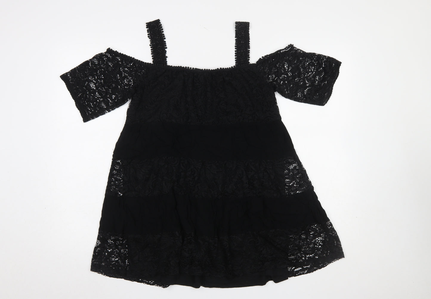 Topshop Women’s Black Lace Off Shoulder Blouse UK 8