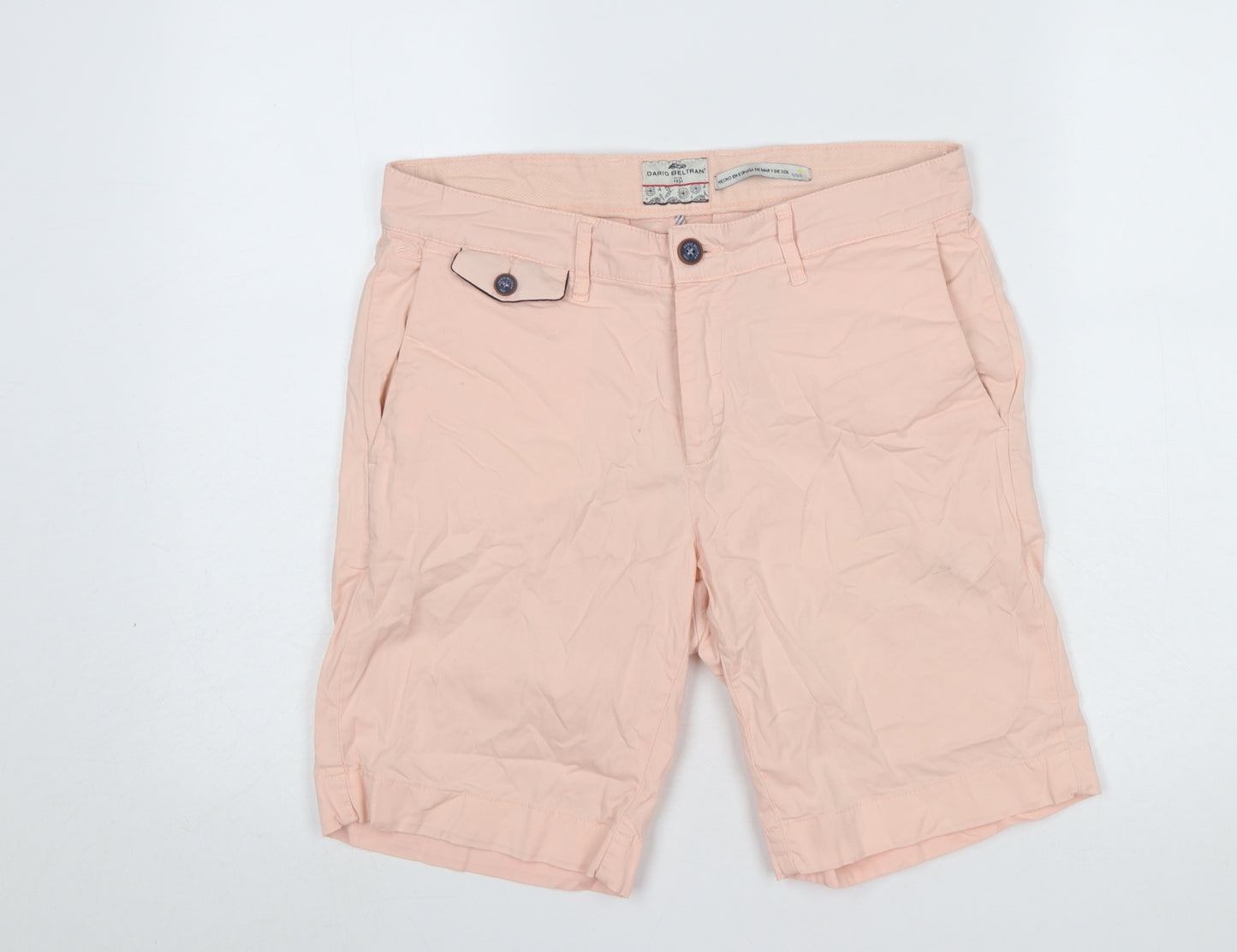 Dario Beltran Men's Pink Chino Shorts L 34in Casual Twill Summer