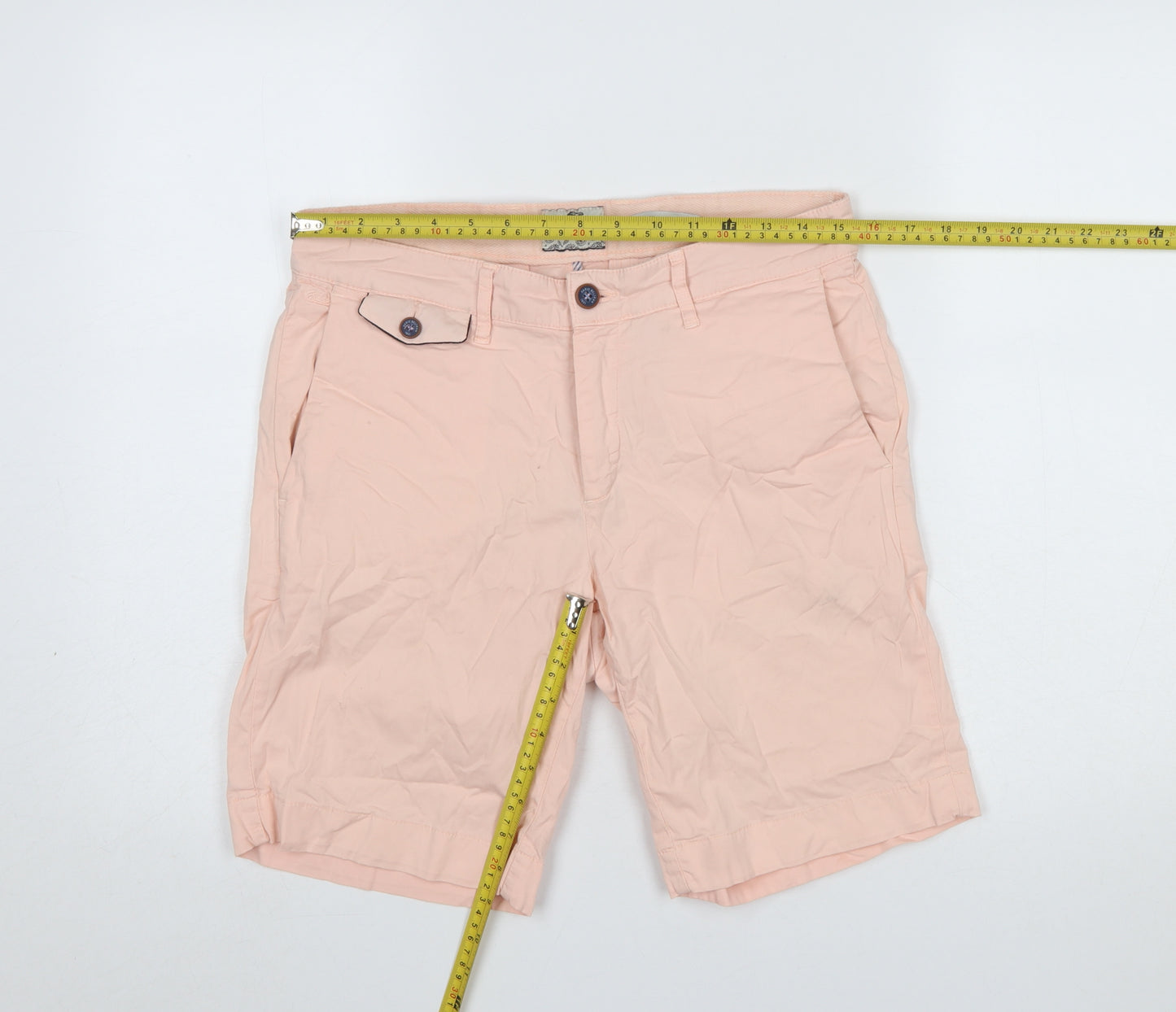 Dario Beltran Men's Pink Chino Shorts L 34in Casual Twill Summer
