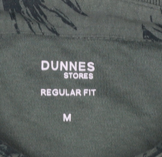 Dunnes Stores Men’s Green Tropical Print Cotton Polo Shirt M Regular Fit