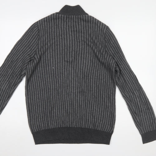 Marks and Spencer Men’s Grey Cotton 1/4 Zip Jumper Size S Regular Fit