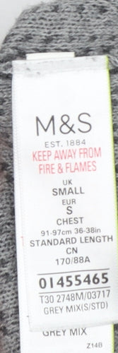 Marks and Spencer Men’s Grey Cotton 1/4 Zip Jumper Size S Regular Fit