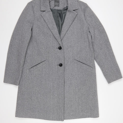 Primark Women Grey Long Overcoat Size 14 Classic Style