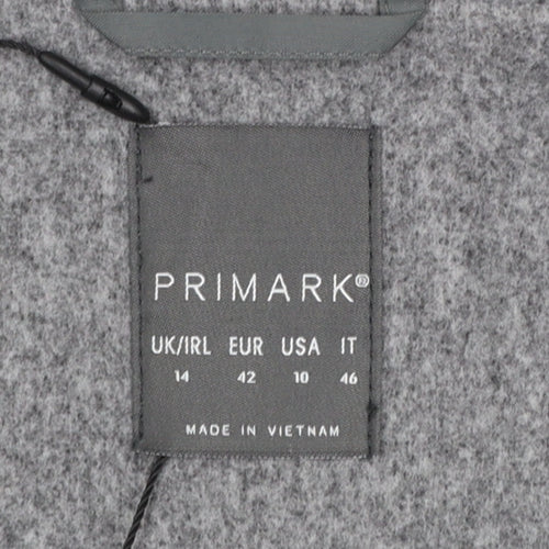 Primark Women Grey Long Overcoat Size 14 Classic Style