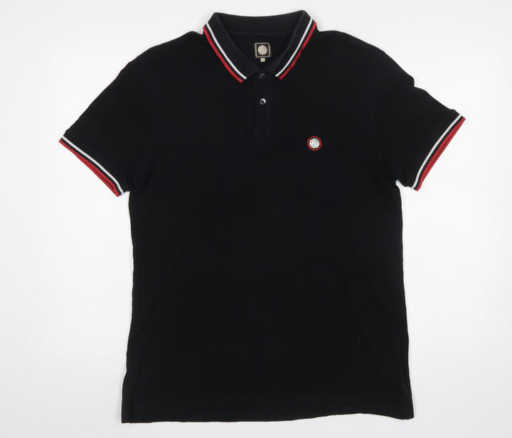 Peter Werth Men's Black Cotton Polo Shirt L Short Sleeve Classic Fit
