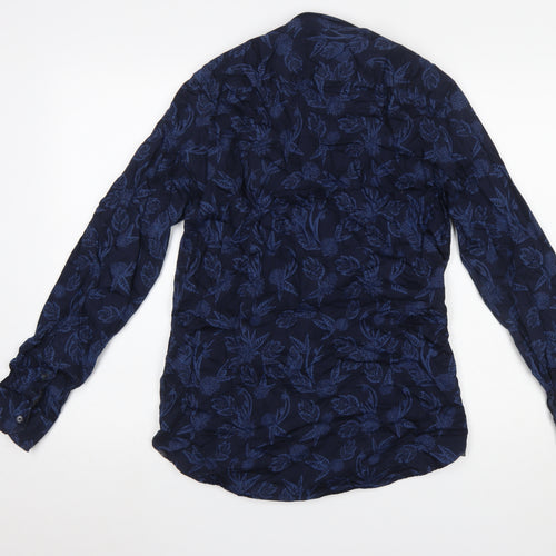 Ted Baker Men's Blue Floral Long Sleeve Cotton Slim Fit Shirt Size M