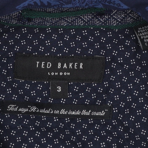 Ted Baker Men's Blue Floral Long Sleeve Cotton Slim Fit Shirt Size M