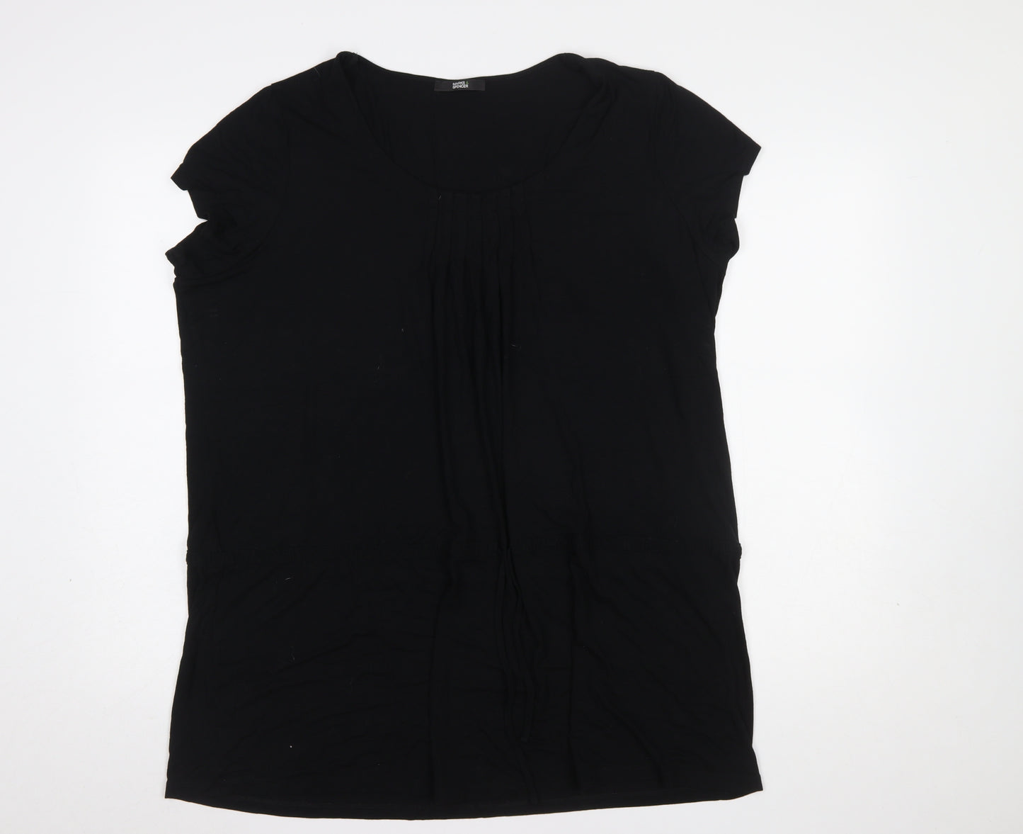 Marks and Spencer Women's Black Viscose Stretch Short Sleeve Blouse UK 24