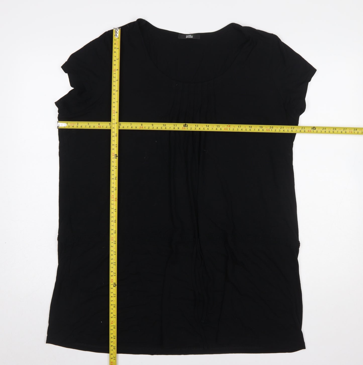Marks and Spencer Women's Black Viscose Stretch Short Sleeve Blouse UK 24