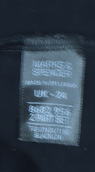 Marks and Spencer Women's Black Viscose Stretch Short Sleeve Blouse UK 24
