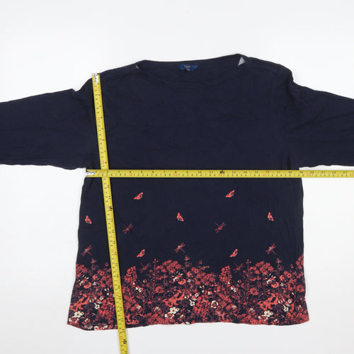 Cotton Traders Women’s Blue Floral Tunic Top Size 16 3/4 Sleeve