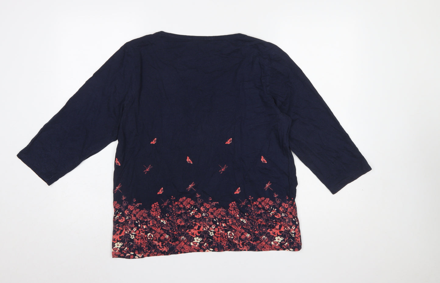 Cotton Traders Women’s Blue Floral Tunic Top Size 16 3/4 Sleeve