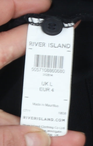 River Island Men's Black Slim Fit Short Sleeve Button-Up Shirt L