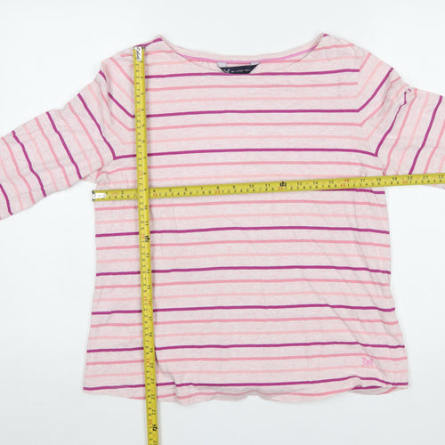 Crew Clothing Company Womens Pink Striped Cotton 3/4 Sleeve T-Shirt Size 14