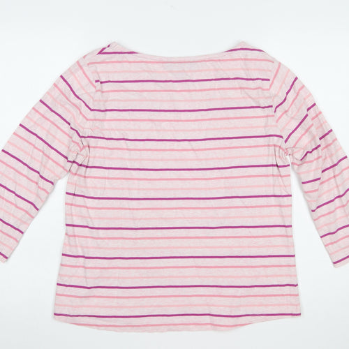 Crew Clothing Company Womens Pink Striped Cotton 3/4 Sleeve T-Shirt Size 14