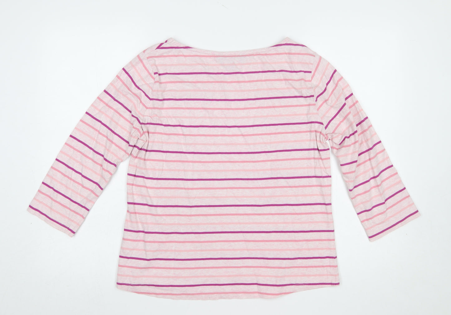 Crew Clothing Company Womens Pink Striped Cotton 3/4 Sleeve T-Shirt Size 14