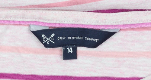 Crew Clothing Company Womens Pink Striped Cotton 3/4 Sleeve T-Shirt Size 14