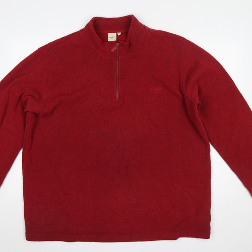 Cotton Traders Mens Red 2XL Fleece Half Zip Sweatshirt