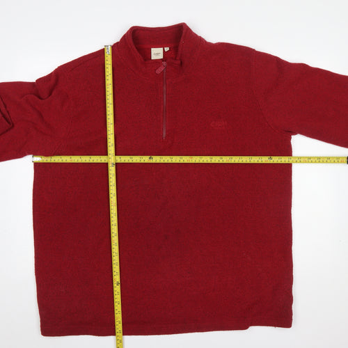 Cotton Traders Mens Red 2XL Fleece Half Zip Sweatshirt