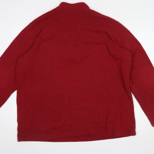 Cotton Traders Mens Red 2XL Fleece Half Zip Sweatshirt
